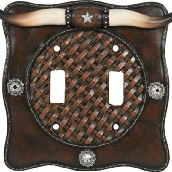 Longhorn Double Light Switch Plate Western Decor - Picture 1 of 2